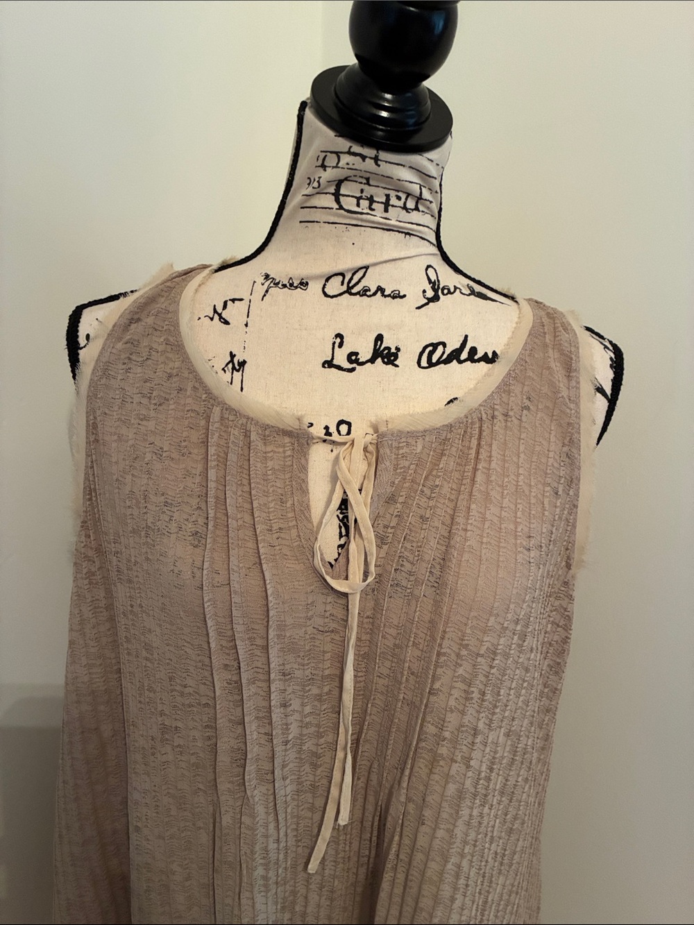 Mystree Taupe & Brown Sheer Tie-Front Tank Top - Picture 4 of 13